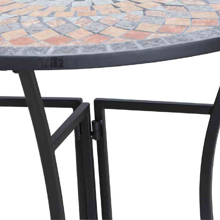 SIENA GARDEN Tisch Prato halbrund 70 cm Eisen mit Mosaikoptik